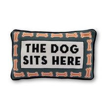 Load image into Gallery viewer, Dog Sits Here Needlepoint Pillow