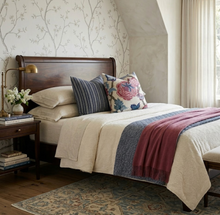 Load image into Gallery viewer, Indienne Jacobean Pillow Cover in Raspberry and Blue, Thibaut Pillows