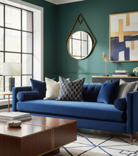 Load image into Gallery viewer, Matchsticks Pillow Cover in Indigo Blue, George Spencer Textiles