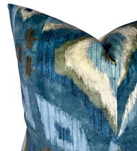 Load image into Gallery viewer, Artesian Velvet Pillow Cover in Mineral Blue, Thibaut Pillows