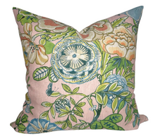 Load image into Gallery viewer, Peony Garden Floral Pillow Cover in Blush, Thibaut Pillows