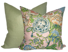 Load image into Gallery viewer, Peony Garden Floral Pillow Cover in Blush, Thibaut Pillows