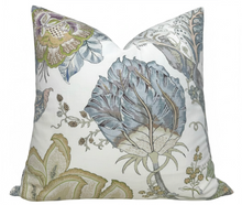 Load image into Gallery viewer, Kalamkari Pillow Cover in Aqua, Thibaut Pillows