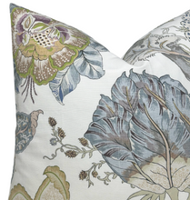 Load image into Gallery viewer, Kalamkari Pillow Cover in Aqua, Thibaut Pillows