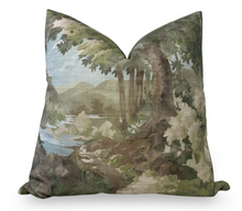 Load image into Gallery viewer, Woodland Clearing Pillow Cover in Green, Thibaut Pillows