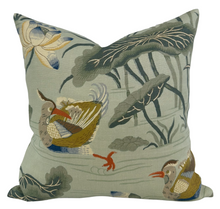 Load image into Gallery viewer, Lotus Garden Pillow Cover in Aqua, Schumacher Textiles