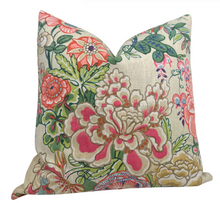 Load image into Gallery viewer, Peony Garden Floral Pillow Cover in Beige, Thibaut Pillows
