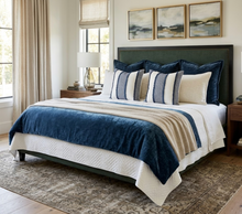 Load image into Gallery viewer, Tulum Casement Embroidered Pillow Cover in Blue, Schumacher Textiles