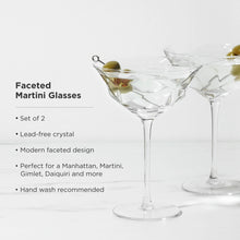 Load image into Gallery viewer, Seneca Faceted Crystal Martini Glasses Set of 2