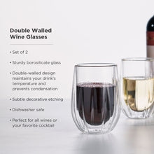 Load image into Gallery viewer, Double-Walled Stemless Wine Glasses Set of 2