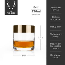 Load image into Gallery viewer, Irving Bronze-Rimmed Crystal Tumblers Set of 2