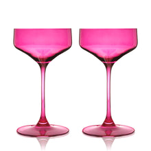 Load image into Gallery viewer, Reserve Nouveau Crystal Coupe Glasses in Berry Set of 2