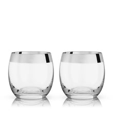 Load image into Gallery viewer, Irving Chrome-Rimmed Crystal Tumblers Set of 2
