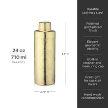 Load image into Gallery viewer, Art Deco Cocktail Shaker in Gold