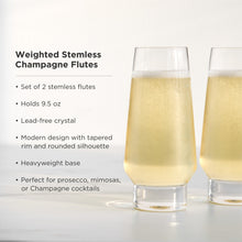 Load image into Gallery viewer, Raye Heavy Base Stemless Crystal Champagne Flutes Set of 2