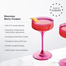 Load image into Gallery viewer, Reserve Nouveau Crystal Coupe Glasses in Berry Set of 2
