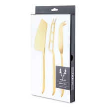 Load image into Gallery viewer, Cheese Knives in Gold Set of 3