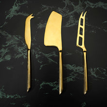 Load image into Gallery viewer, Cheese Knives in Gold Set of 3