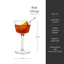 Load image into Gallery viewer, Raye Angled Crystal Nick & Nora Glasses Set of 2