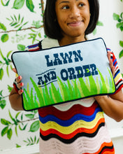 Load image into Gallery viewer, Lawn &amp; Order Needlepoint Pillow
