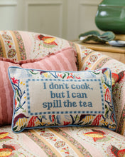 Load image into Gallery viewer, Spill the Tea Needlepoint Pillow
