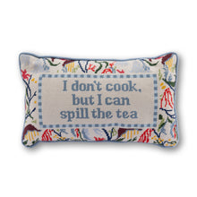 Load image into Gallery viewer, Spill the Tea Needlepoint Pillow
