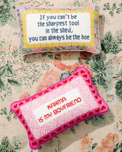 Load image into Gallery viewer, Sharpest Tool Needlepoint Pillow
