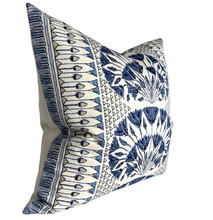 Load image into Gallery viewer, Cairo Pillow Cover in Blue and White, Thibaut Pillows
