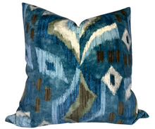 Load image into Gallery viewer, Artesian Velvet Pillow Cover in Mineral Blue, Thibaut Pillows
