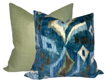 Load image into Gallery viewer, Artesian Velvet Pillow Cover in Mineral Blue, Thibaut Pillows
