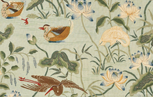 Load image into Gallery viewer, Lotus Garden Pillow Cover in Aqua, Schumacher Textiles
