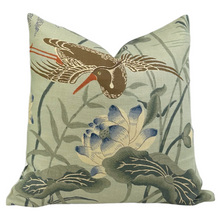 Load image into Gallery viewer, Lotus Garden Pillow Cover in Aqua, Schumacher Textiles
