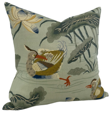 Load image into Gallery viewer, Lotus Garden Pillow Cover in Aqua, Schumacher Textiles
