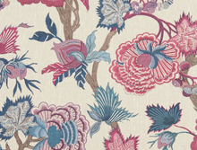 Load image into Gallery viewer, Indienne Jacobean Pillow Cover in Raspberry and Blue, Thibaut Pillows
