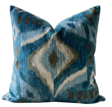 Load image into Gallery viewer, Artesian Velvet Pillow Cover in Mineral Blue, Thibaut Pillows
