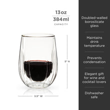 Load image into Gallery viewer, Double-Walled Stemless Wine Glasses Set of 2
