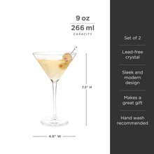 Load image into Gallery viewer, Raye Stemmed Crystal Martini Glasses Set of 2

