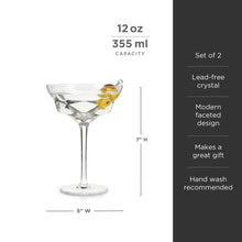 Load image into Gallery viewer, Seneca Faceted Crystal Martini Glasses Set of 2
