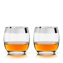 Load image into Gallery viewer, Irving Chrome-Rimmed Crystal Tumblers Set of 2
