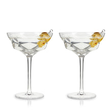 Load image into Gallery viewer, Seneca Faceted Crystal Martini Glasses Set of 2
