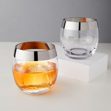 Load image into Gallery viewer, Irving Chrome-Rimmed Crystal Tumblers Set of 2
