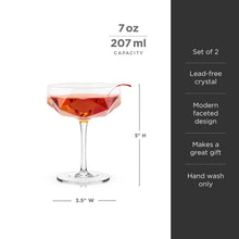 Load image into Gallery viewer, Seneca Faceted Coupe Glasses Set of 2
