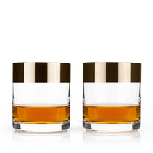 Load image into Gallery viewer, Irving Bronze-Rimmed Crystal Tumblers Set of 2
