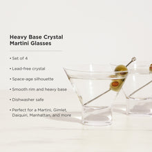 Load image into Gallery viewer, Raye Heavy Base Crystal Stemless Martini Glasses Set of 4
