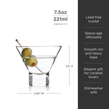 Load image into Gallery viewer, Raye Heavy Base Crystal Stemless Martini Glasses Set of 4

